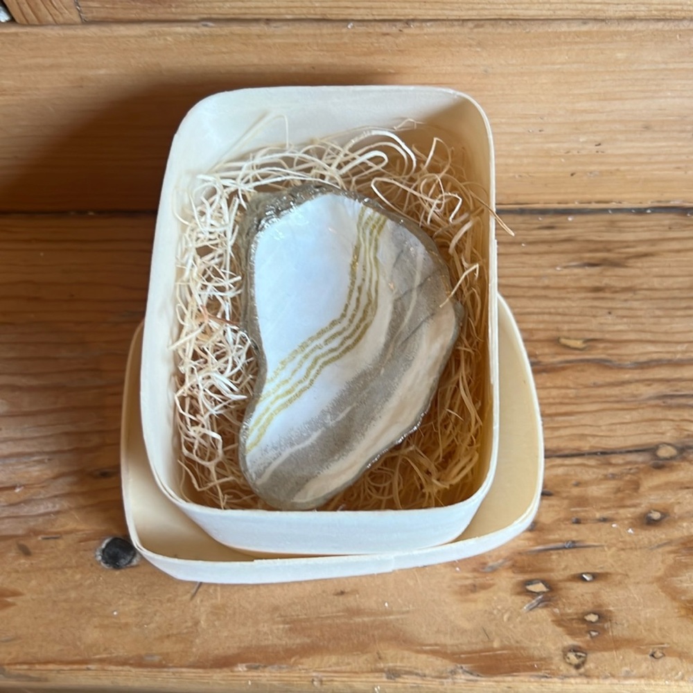 Hand painted oyster shell catchall dish with gift box
